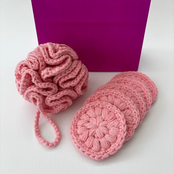 Crochet Spa Set - Bath Puff & Face Scrubbies