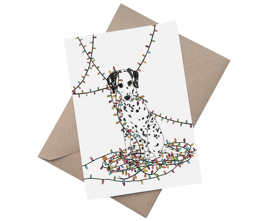 Naughty Dalmatian: A5 Christmas Card 