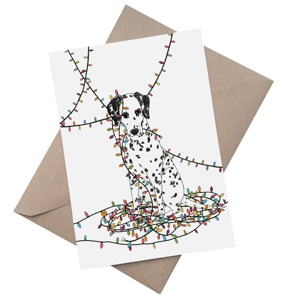 Naughty Dalmatian: A5 Christmas Card 