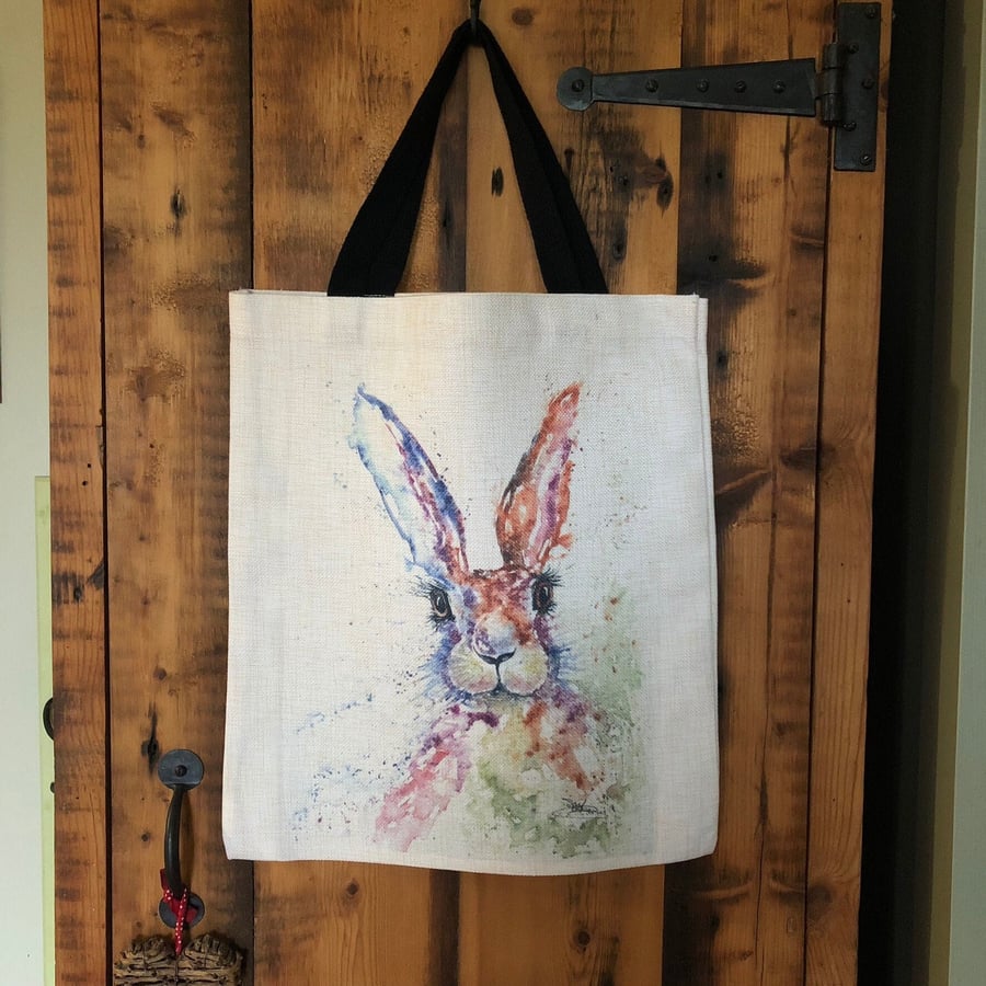Hare We Go Tote Bag, Wildlife Art Print Bag, Choice of 2 Heavy Duty Thick Qualit