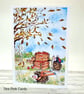 Autumn Hedgehogs Blank Card - original art, all occasions, apples, leaves - Image 3