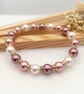Pearl Bracelet - Pink Pearl Bracelet with Preciosa Crystal Diamante Rondelles - Image 6