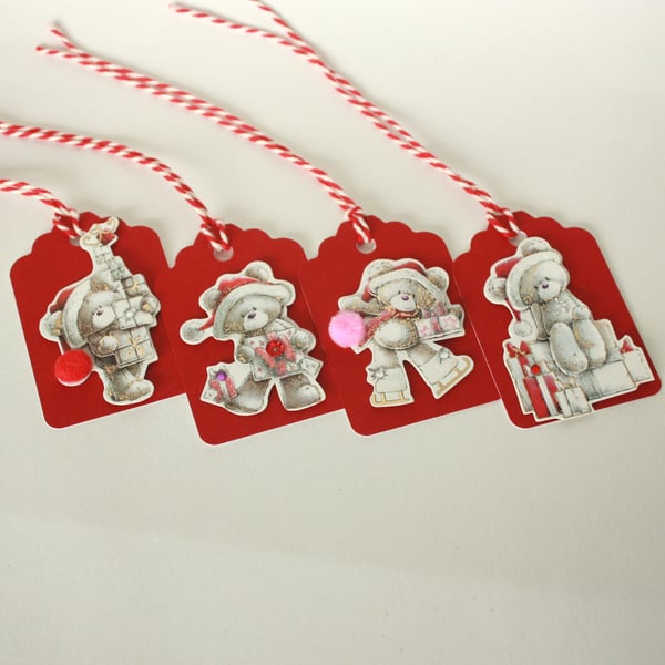 Cute Christmas teddies gift tags