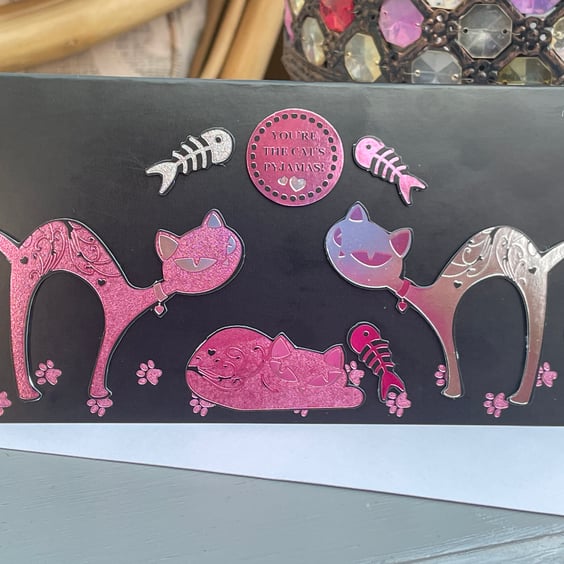 Stylish cute kitties You're the cats pyjamas birthday card