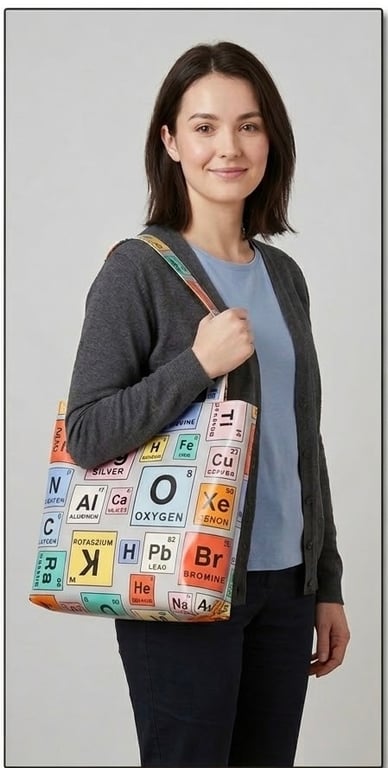 Periodic table shoulder tote shopping bag 