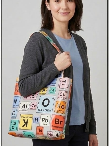 Periodic table shoulder tote shopping bag 