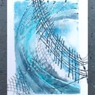 Ocean Norse mythology inspired mixed media wave surf original art