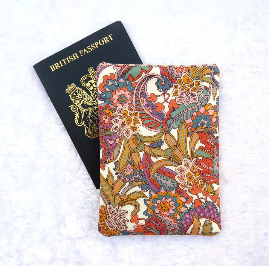 Passport Cover made from Liberty Tana Lawn, Pineapple Paisley design