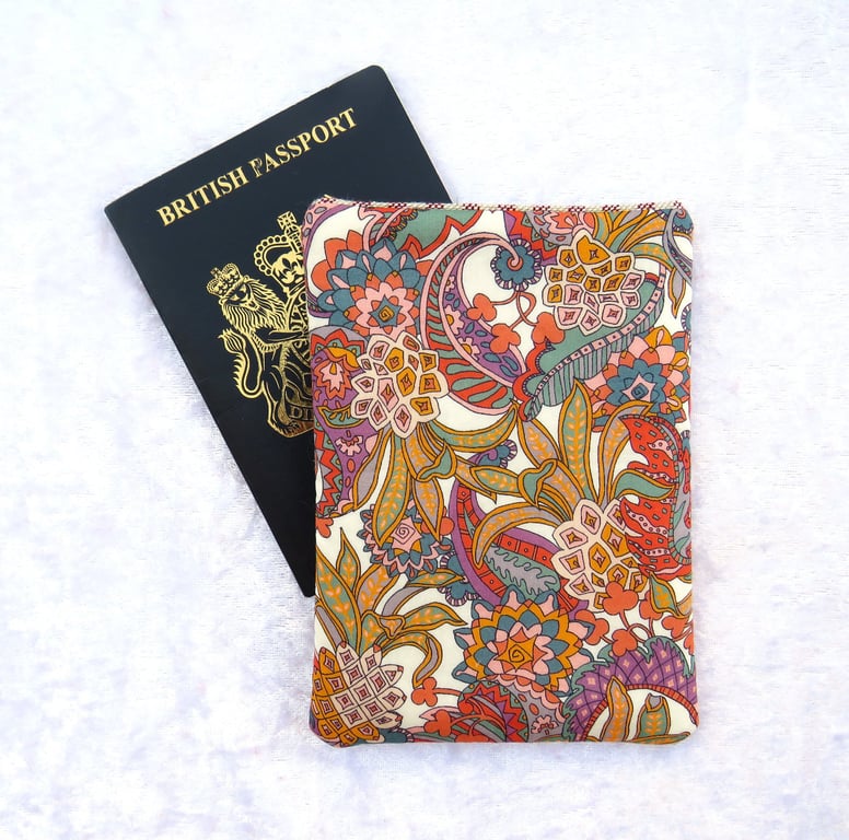 Passport Cover made from Liberty Tana Lawn, Pineapple Paisley design