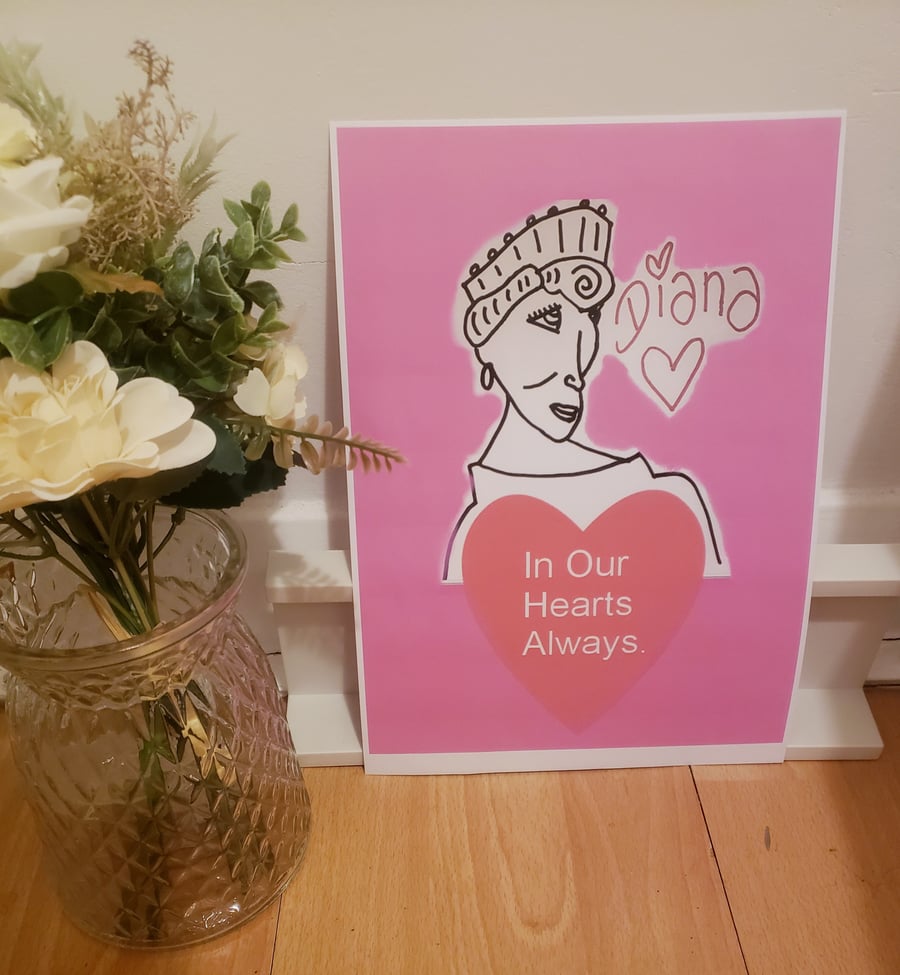 Princess Diana Original Art Print Illustration