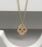 Handmade dainty 9ct yellow, rose or white gold skull charm pendant and chain - Image 1