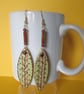Pyrography wooden drop earrings. Original handmade  - Image 3