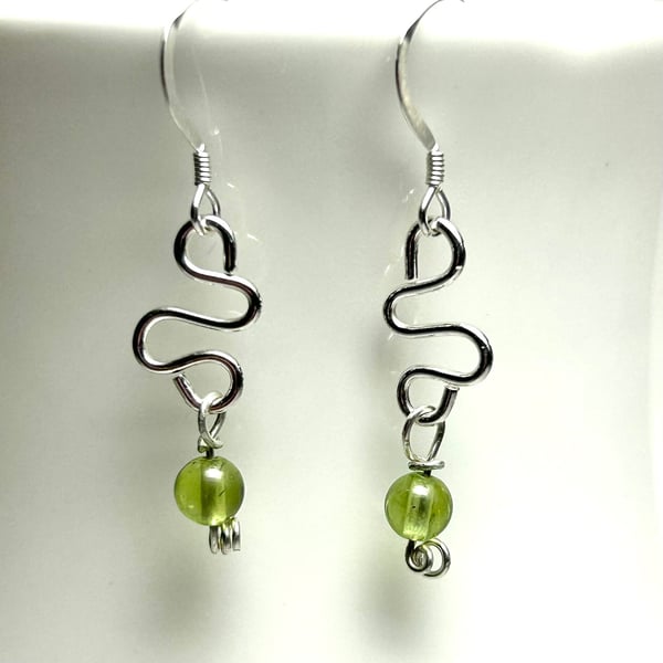 Peridot earrings sterling silver hook