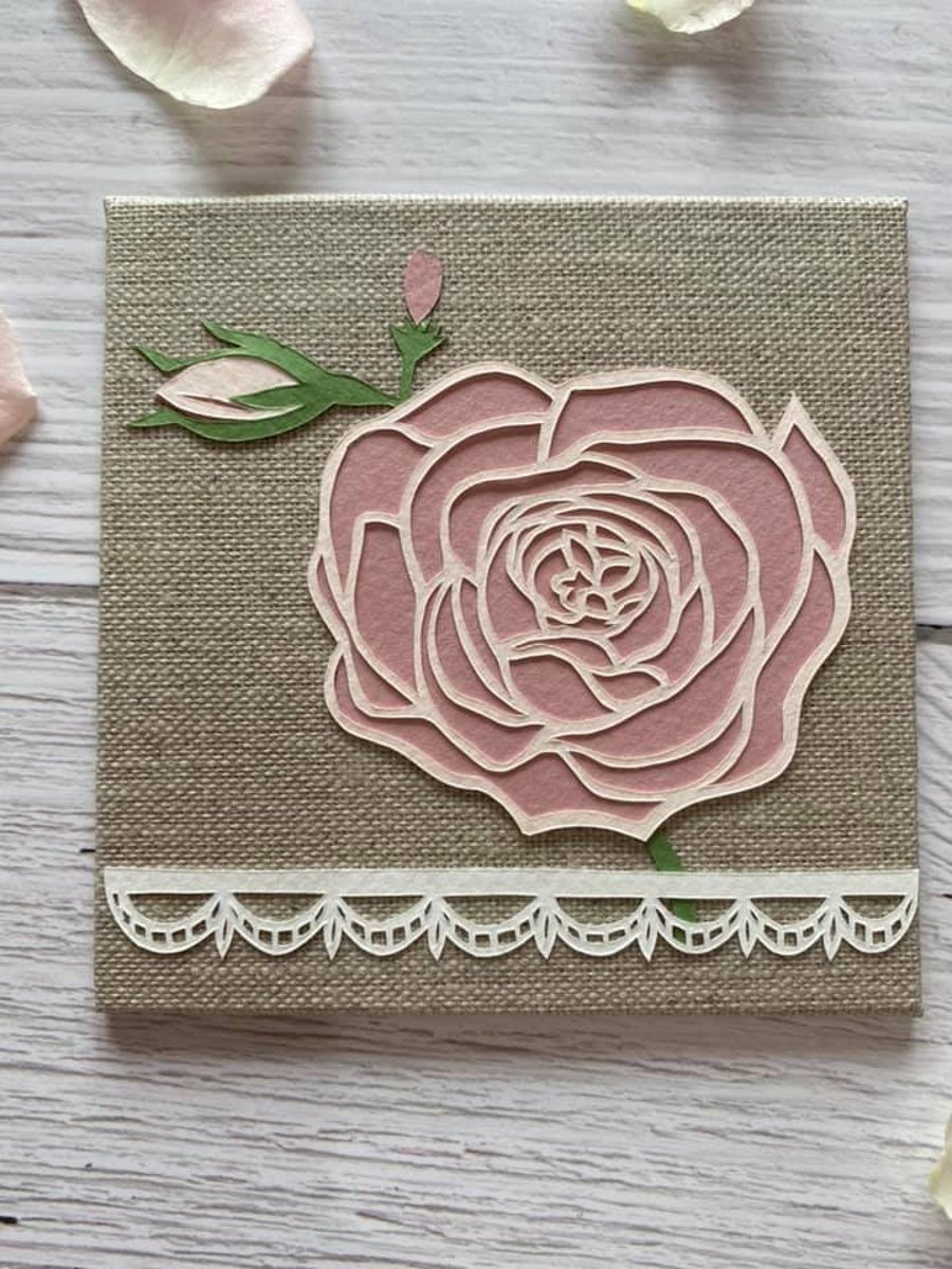 Vintage Rose "Hybrid Tea" - Mini Original Layered Papercut