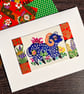 Chinese paper-cut ram, handmade card, quirky card, card for Aries