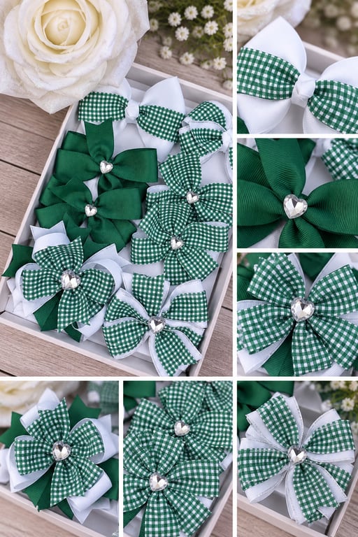 Sophia's Handmade 8-Piece School Sets- Green & White