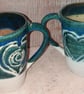 Seagreen, heart decorated large stoneware mugs - Image 2