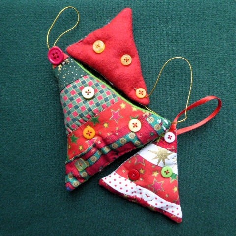stitched textile hanging decorations