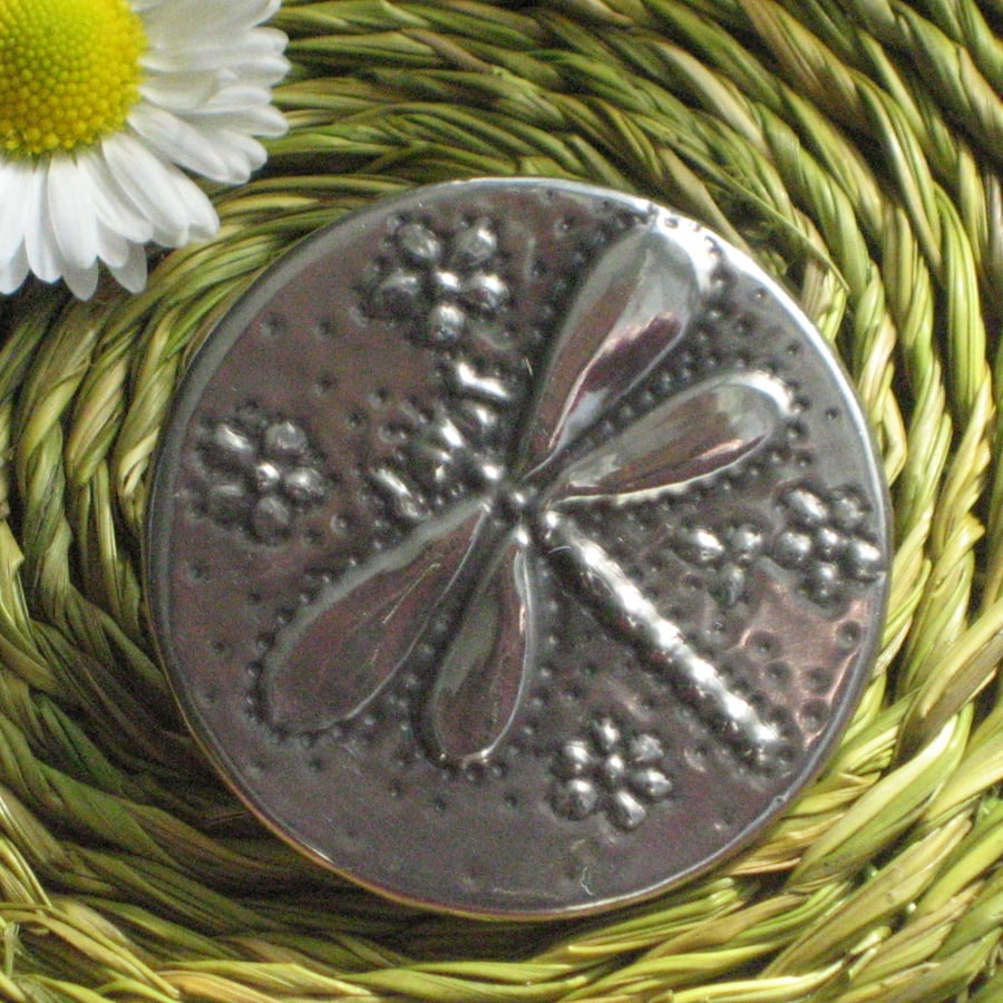 Handmade Silver Pewter Dragonfly Brooch