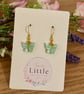 Mint Butterfly Dangle Earrings, Acrylic Butterfly Charms, Handmade Jewellery 