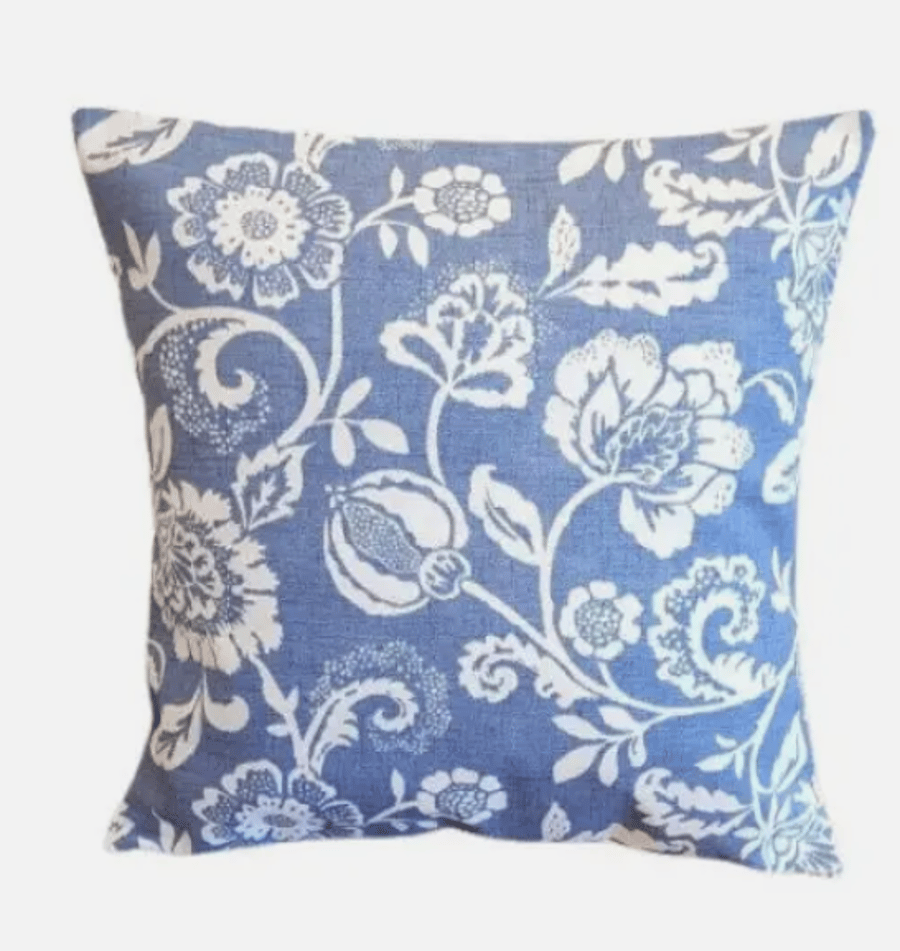 Eliza Tapestry Flowers Chambray Blue Cushion Cover  10" 12" 14" 16" 17" 18" 