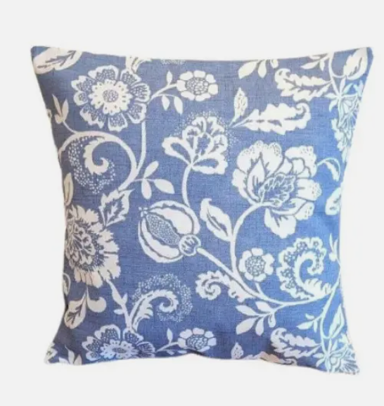 Eliza Tapestry Flowers Chambray Blue Cushion Cover  10" 12" 14" 16" 17" 18" 