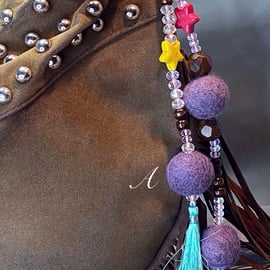 Large Colourful Boho Tassel Handbag Charm