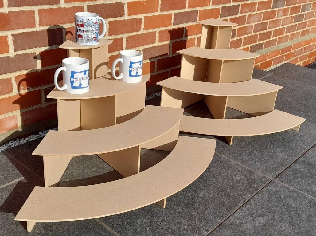 Tiered corner display stand - 4 shelf. Flat packing - ideal for craft fairs! 