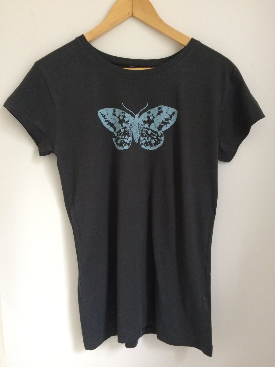  SALE Moth Womens  printed cotton fine jersey T shirt charcoal grey 
