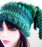 Emerald Green Crochet Festival Beanie Hat.   Fun and Quirky Gift. - Image 3