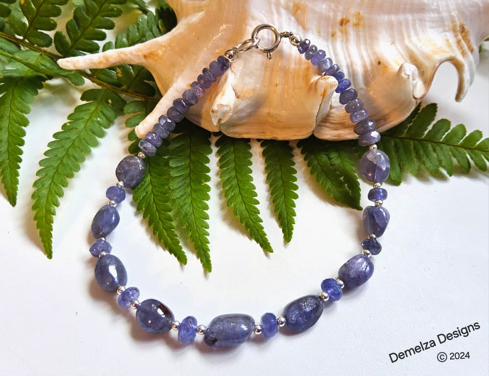 Designer 'A' Grade Tanzanite Sterling Silver Bracelet 8 "inch
