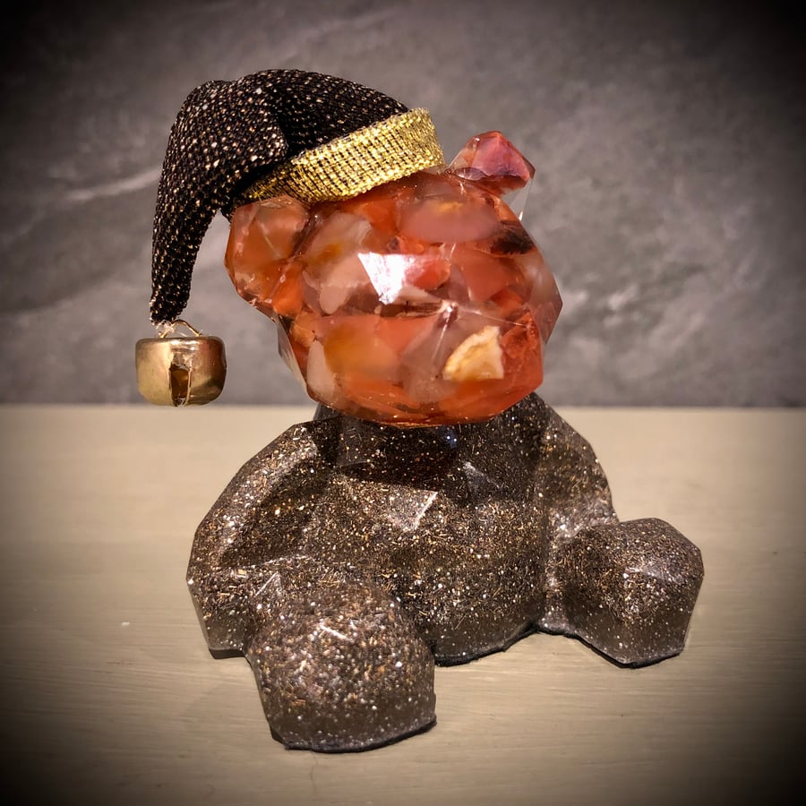 Crystal Energy Teddy Bear with Carnelian crystals