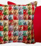 Cushion Cover: Tapestry Squares design Red reverse 17” (43cm)