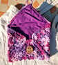 Purple cotton lined pouch, Small crochet hand stitched pouch, Christmas gift