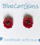 Fused Glass Poppy Earrings  - Image 1