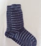 Hand-cranked Sparkly Knitted Ribbed Wool Socks Size 4 to 5 - Image 2