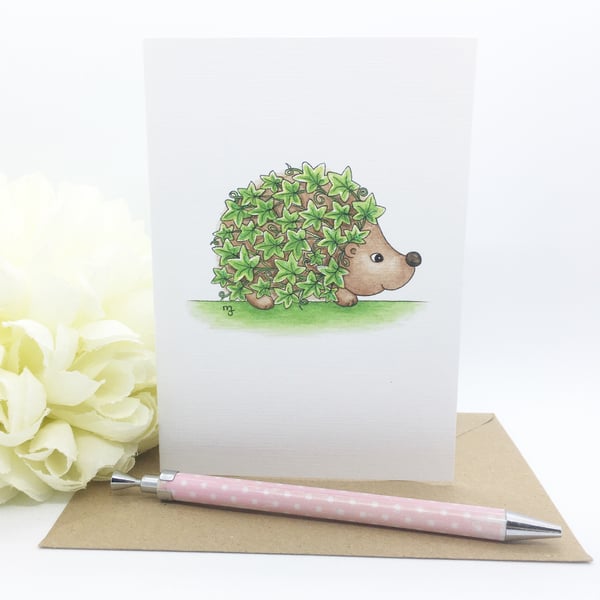 Ivy Leaf Hedgehog Card - Blank - Any occasion