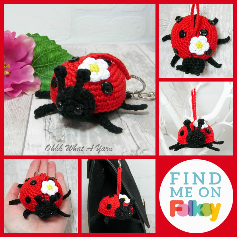 Crochet ladybird decoration, scissor keeper, bag charm