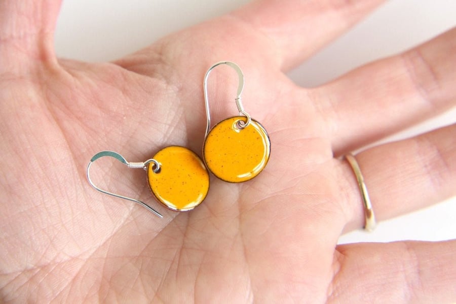 Yellow Enamel Earrings
