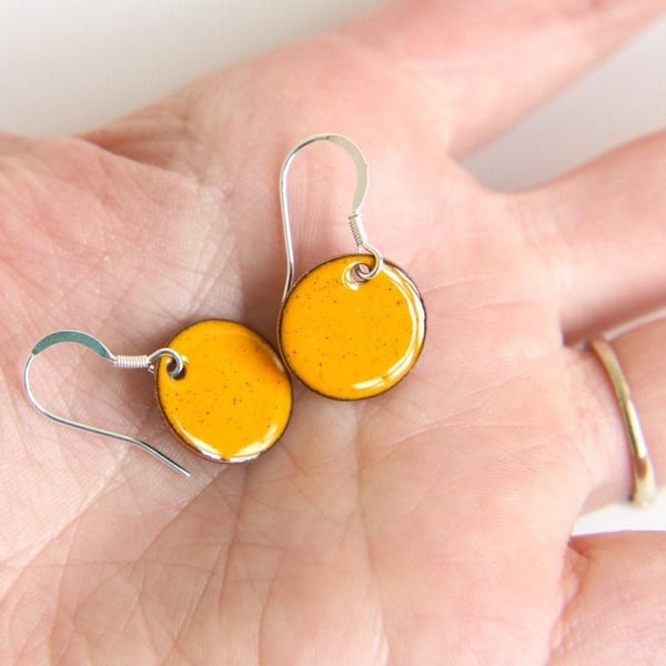 Yellow Enamel Earrings