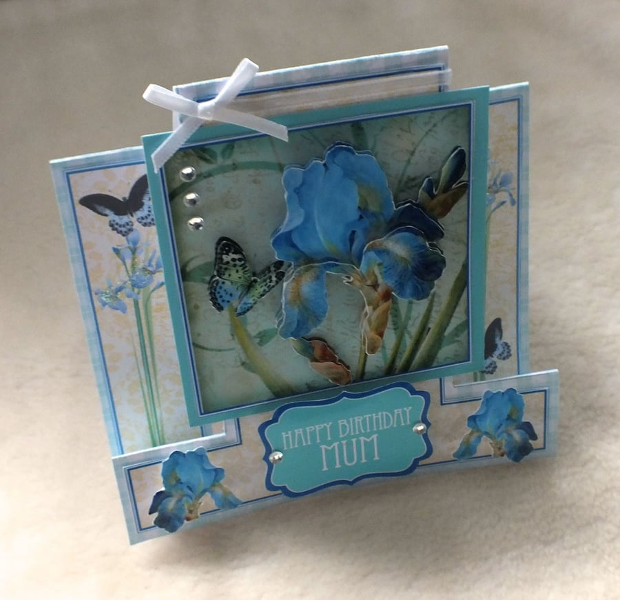 Dainty Handmade Mum Iris Birthday Card