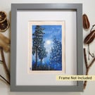 A Winter Night landscape artwork, landscape illustration, wall art