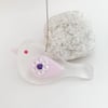 Fused Glass Pink Bird Hanging 2 - Handmade Glass Decoration