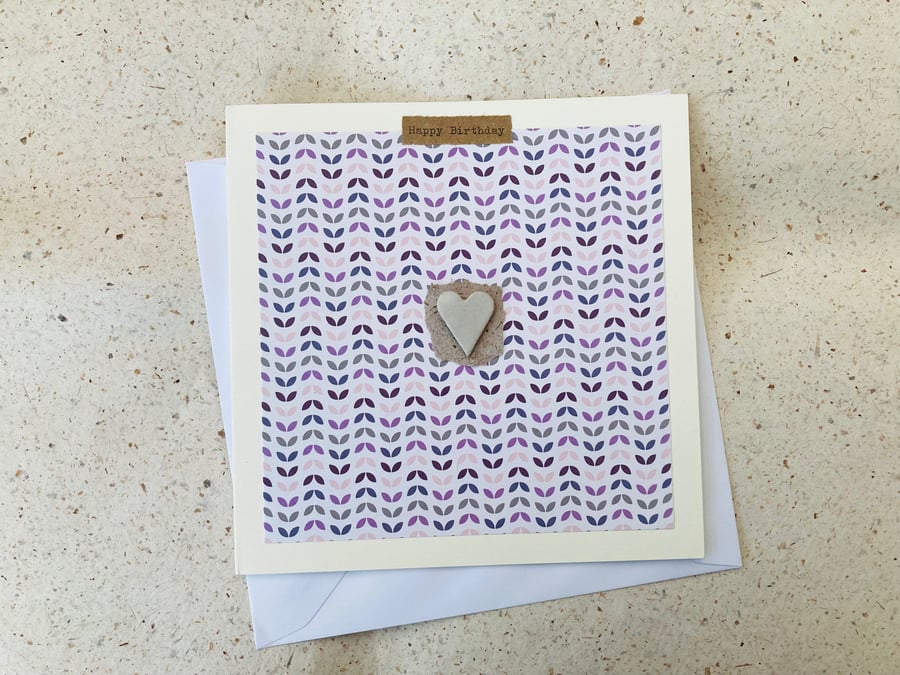 Happy birthday Handmade ceramic Gift card, greetings card, love heart card