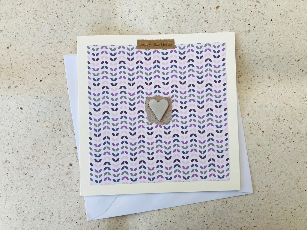 Happy birthday Handmade ceramic Gift card, greetings card, love heart card