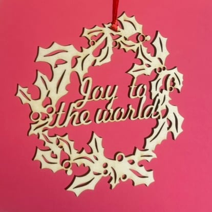 'Joy to the World' wooden Christmas wreath (medium)