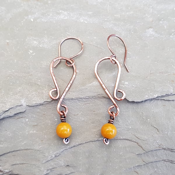 Mookaite Jasper and Copper Earrings
