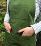 Gardening Apron with Harvest Pouch and Cross Back Straps. Green Canvas - Image 6