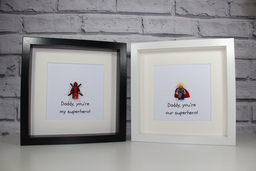 SUPERHERO - FATHER'S DAY SPECIAL - FRAMED MINIFIGURE - YOU CHOOSE
