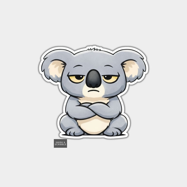 Funny Snarky Vinyl Sticker For Adults - Cute Grumpy Koala
